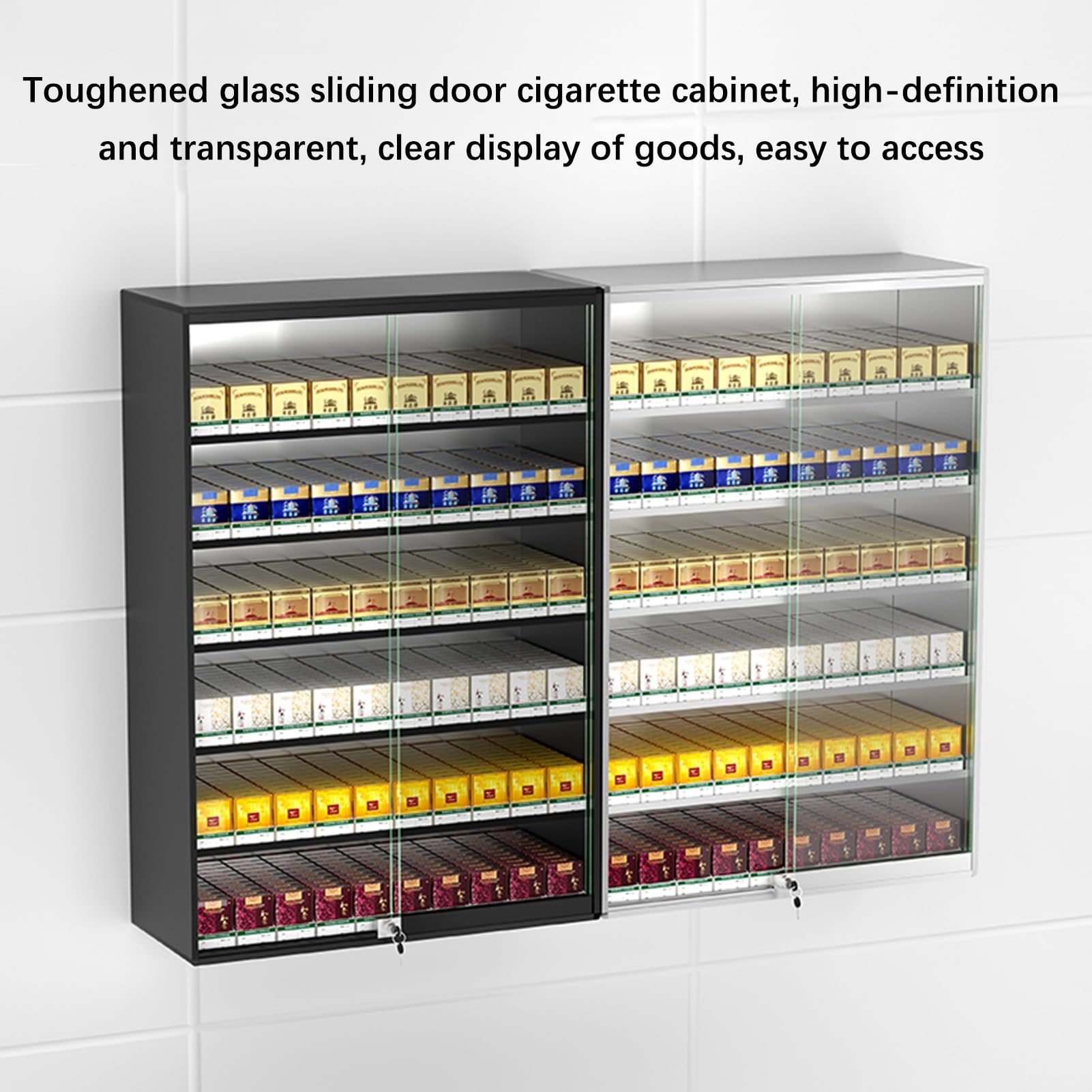 Expositor de cigarrillos, estanterías para tiendas, vitrina automática para cigarrillos, mostrador de venta para supermercados y tiendas de conveniencia, cabina,Black-36.42x5.91x29.53in/92.5x15x75CM