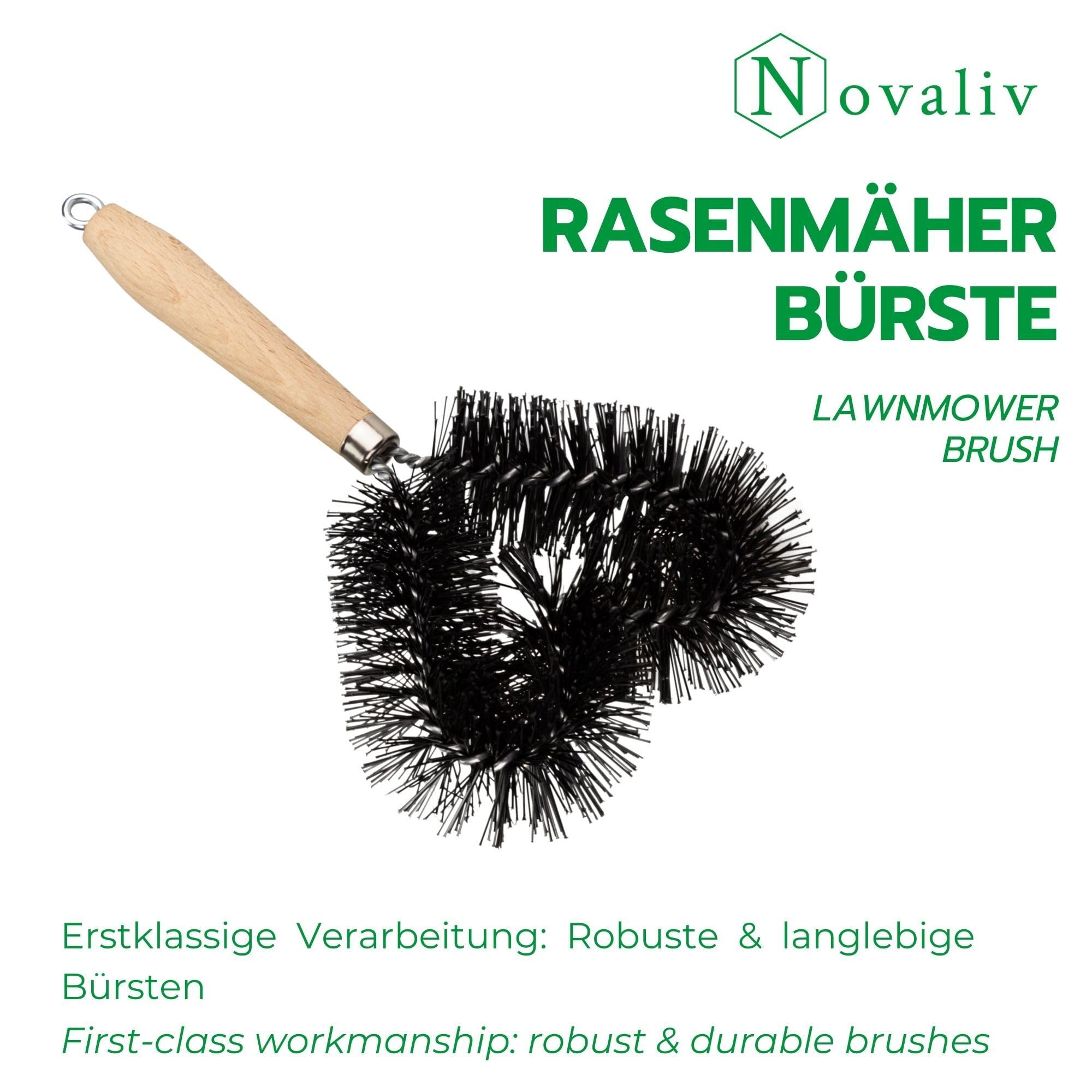 Novatool Novaliv Lot de 2 brosses de nettoyage pour tondeuse à gazon, 25 cm, pour tondeuse à gazon électrique, tondeuse autoportée, tondeuse autoportée, balayette et taille-haie