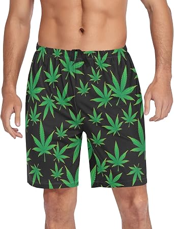 Mens Pajama Shorts Soft Comfy Sleep Lounge Pjs Bottoms with Pockets