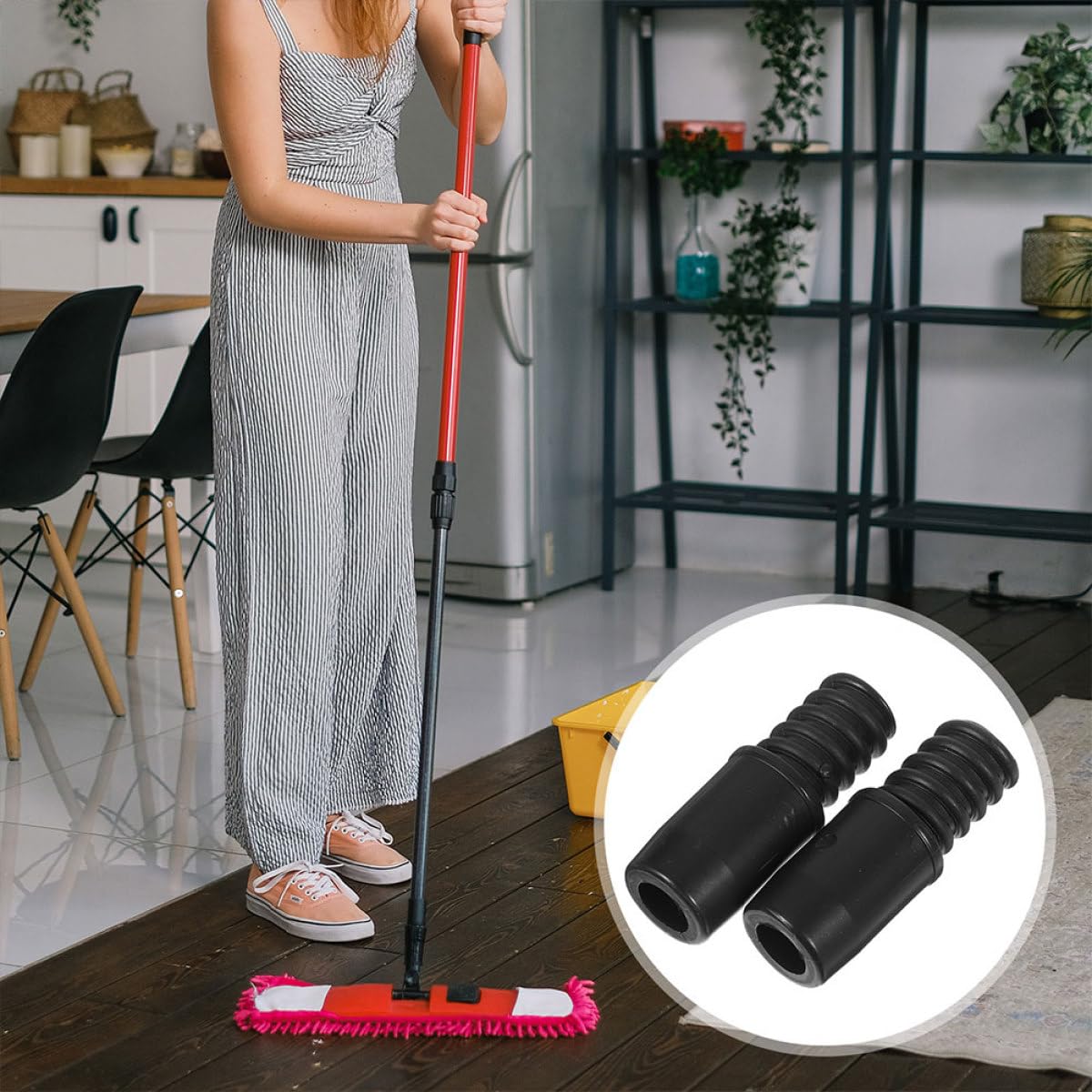 6 Piezas Adaptadores Roscados para Mango de Fregona Puntas de para Poste Extensible y Mango Recambios Resistentes de Plástico para Limpieza y Profesional