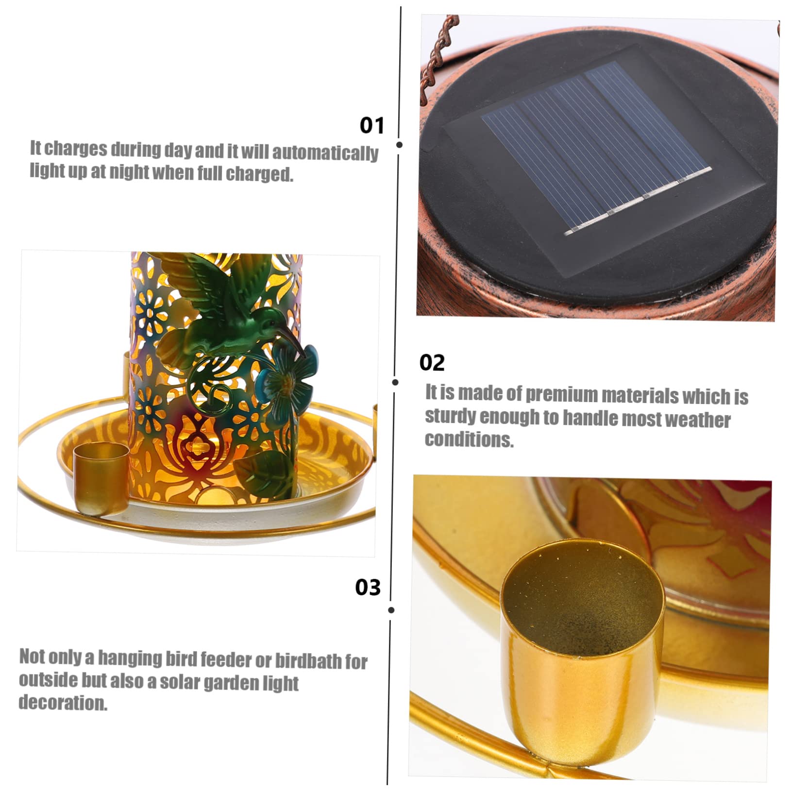 Mangiatoia Per Uccelli Selvatici Sospesa in Solare Decorativa Mangiatoia Multifunzionale Per e Patio Si Carica Durante e Si Accende Automaticamente Di Notte