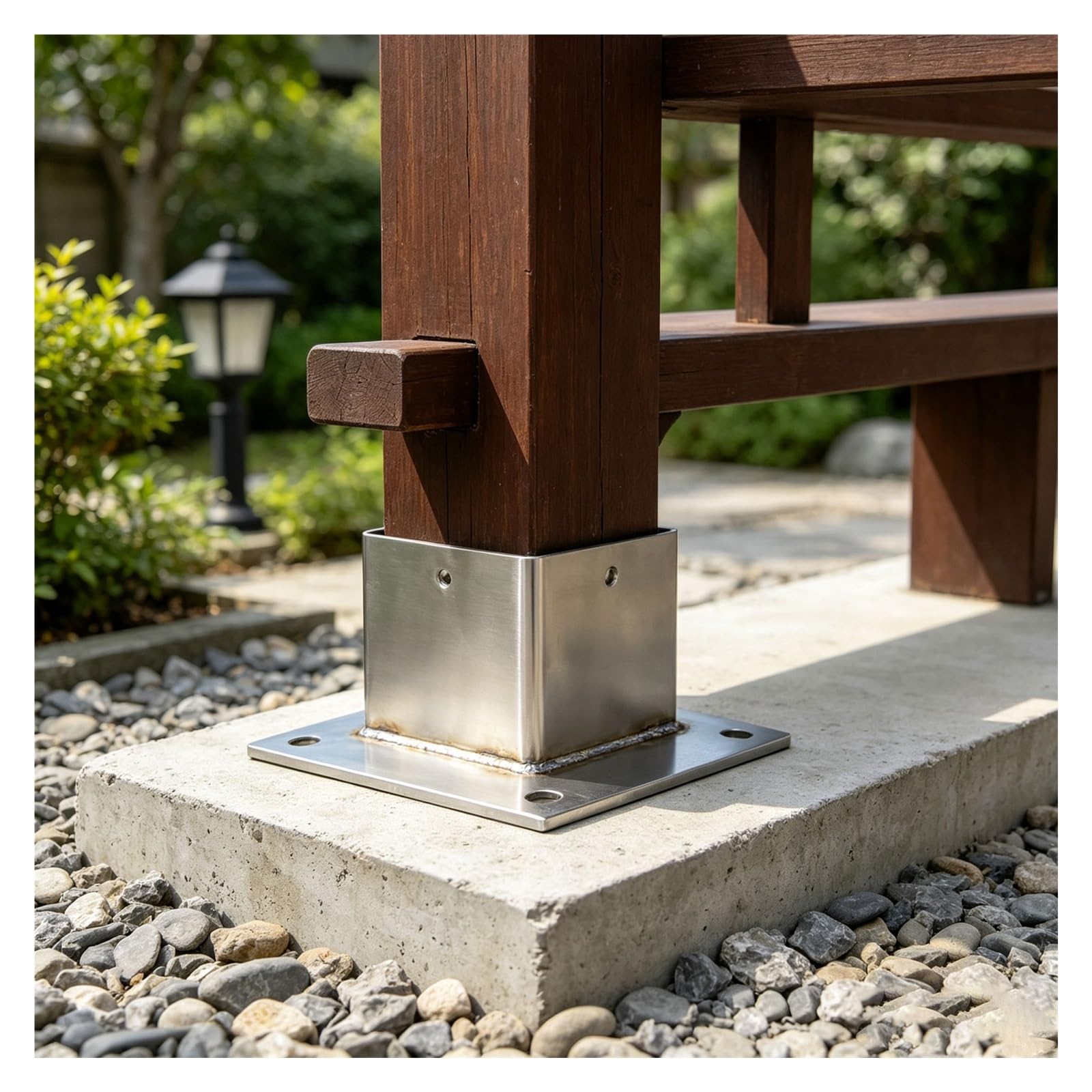 Soporte Para Vallas, Soportes Para Pérgola, Para Vallas De Madera | Casquillo Atornillable Para Postes De Madera, Agujeros Preperforados, ,Acero Inoxidable(9 pcs,3.3x3.1IN/85x80MM)