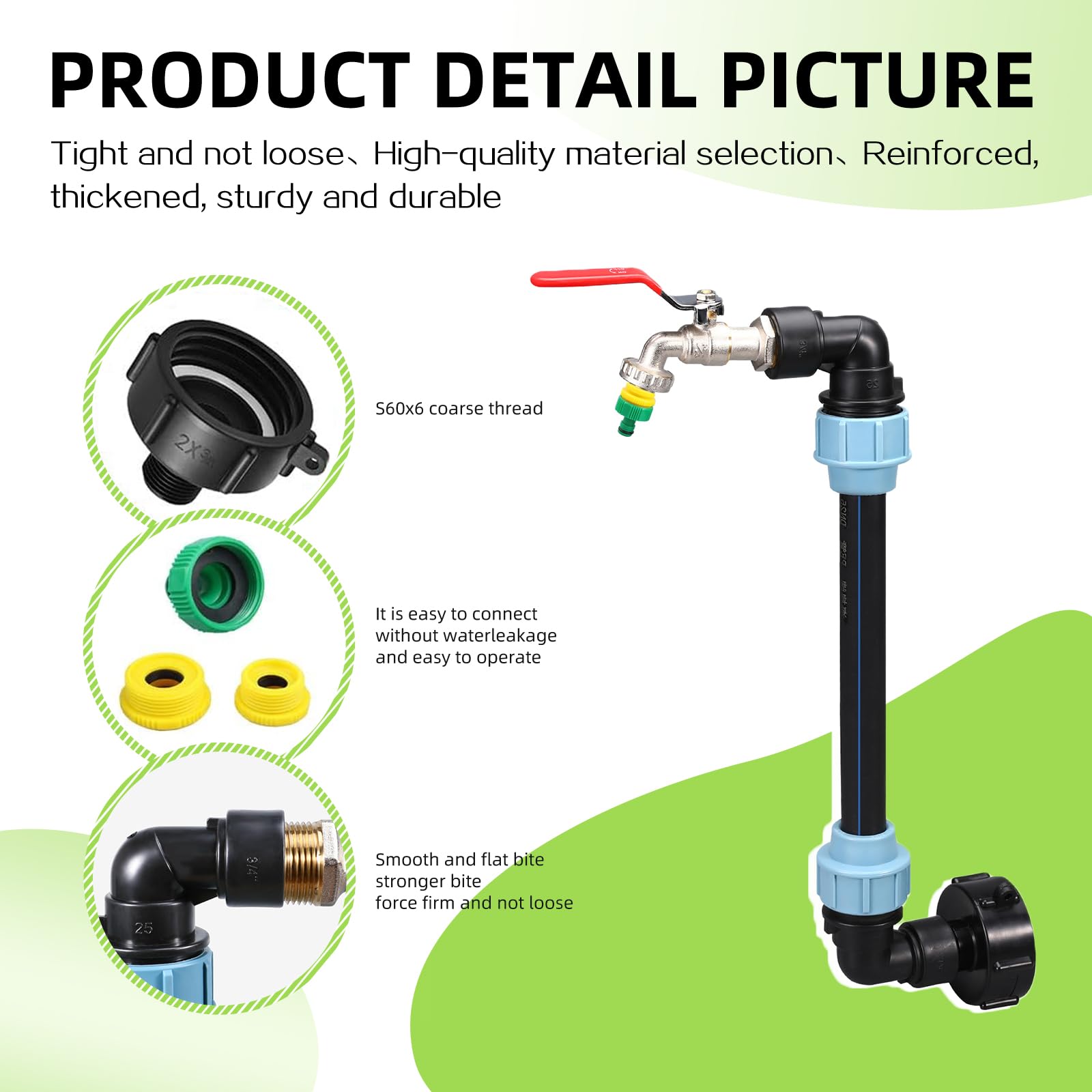 Raccordo Cisterna 1000 Litri, IBC Serbatoio Accessori, 3/4 Rubinetto di Scarico IBC Adattatore, Raccordi per Serbatoi IBC, Serbatoio Acqua Accessori per IBC Adattatore Rubinetto