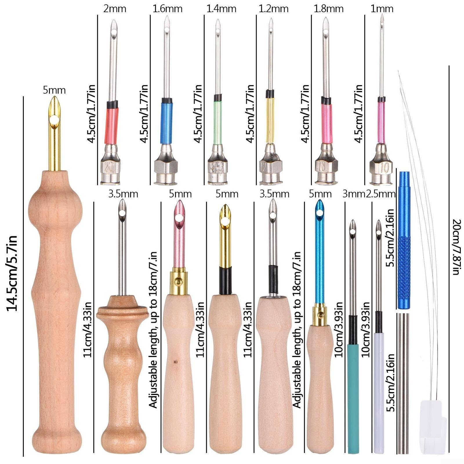 Kit di aghi da ricamo con manico in legno, punte in lega per cucire, arte fai da te su tessuto per decorazioni domestiche e abbigliamento (set 2)