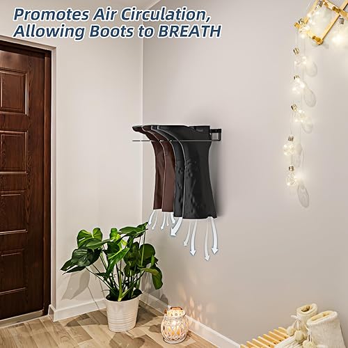 Miniatura 4 de Wader - Perchero para botas de pared, 8 pares de organizador de botas de metal resistente, soporte para botas de vaquero, soporte alto para zapatos,