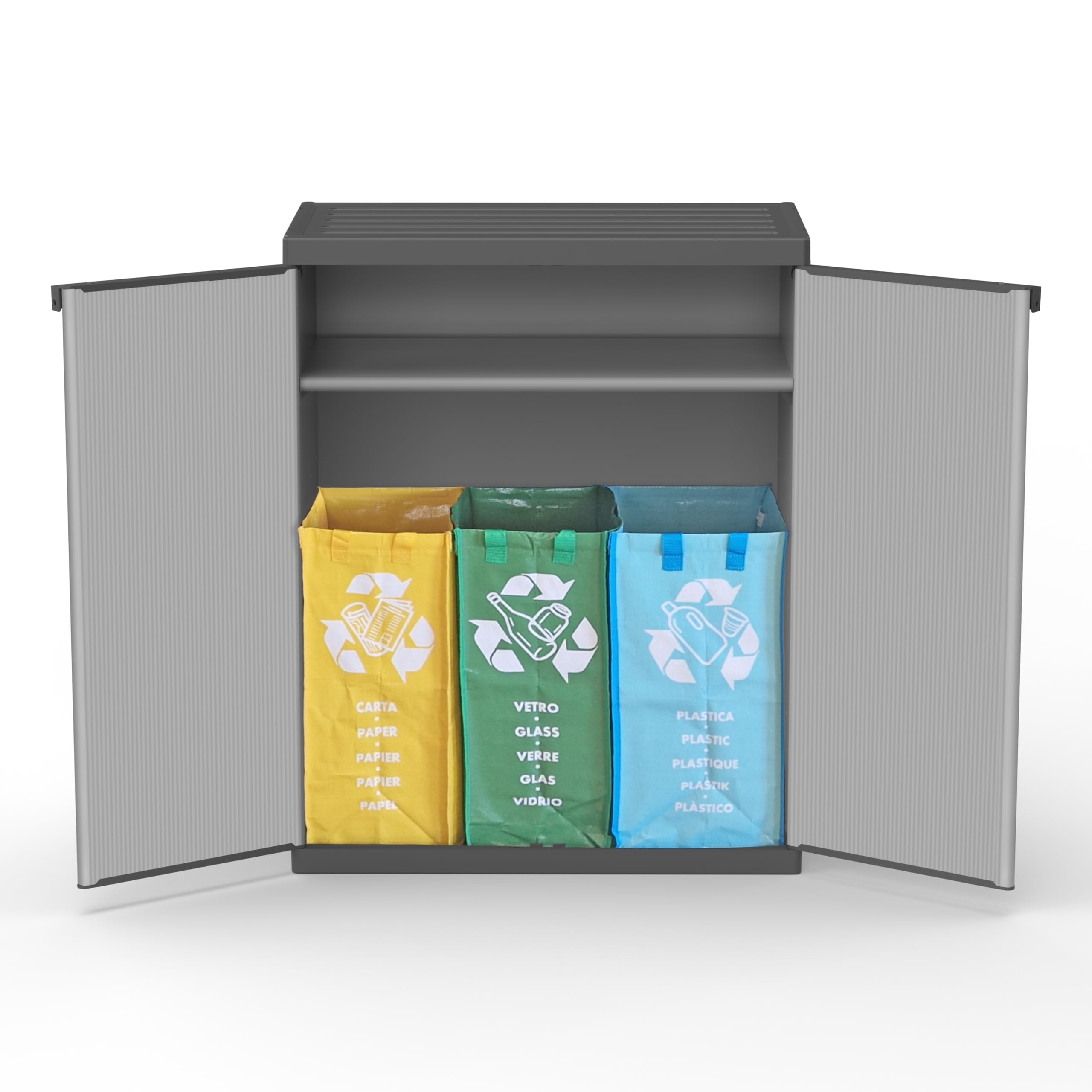 Art Plast Mobile Contenitore Per Raccolta Differenziata - 3 Contenitori In Resina Per Interno Ed Esterno - Foto 6