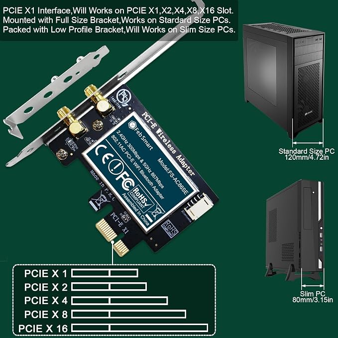 Tarjeta WiFi PCI Express Dual Band 1200Mbps miniatura 6