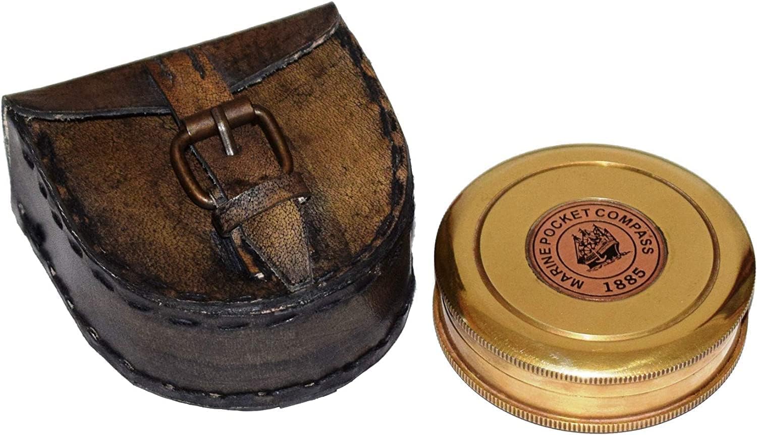 Antique Brass Marine Pocket Compass, Handmade Unique Gift Robert Frost Poem Engraved Brass Compass, Vintage Style Brass Pocket Compass with Black Leather Case-image-8