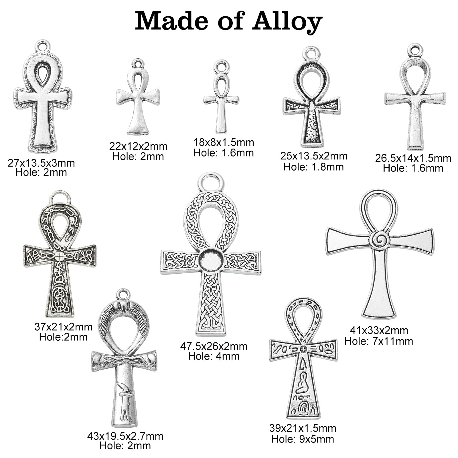 Ipotkitt 50 Pcs 10 Styles Vintage Style Charms Ankh Cross Charms Antique Religious Cross Charms DIY Jewelry Making Finding for Bracelet and Necklace - Image 2