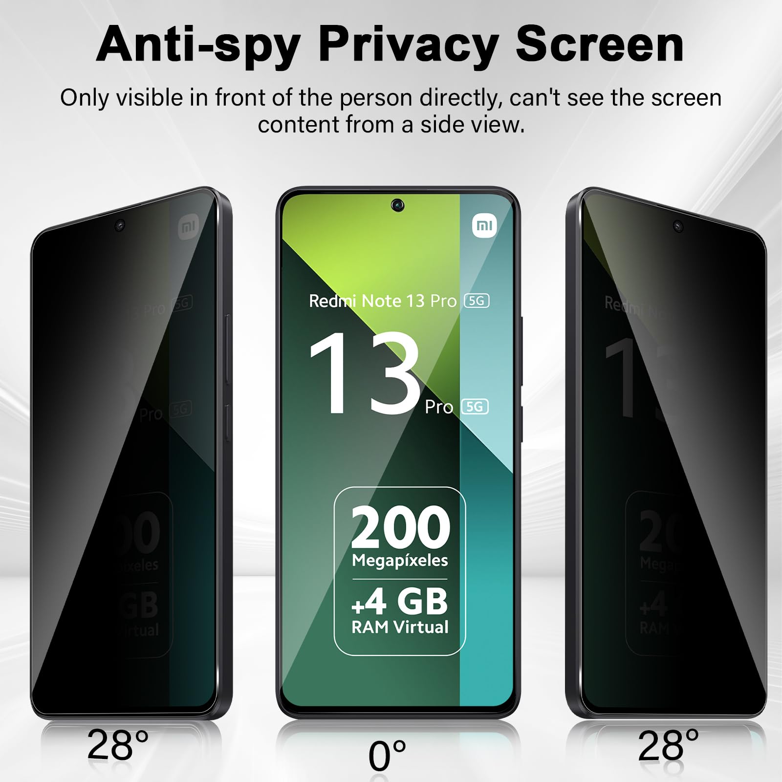 Protector Pantalla Privacidad Xiaomi Redmi Note 12 Pro 5G/4G - Vidrio Templado 9H Anti Espía, 3 Unidades