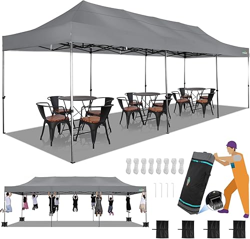 Miniatura 21 de COBIZI Toldo desplegable resistente de 10 x 20 sin pared lateral, para exteriores, bodas y fiestas, para todas las estaciones, resistente al viento,