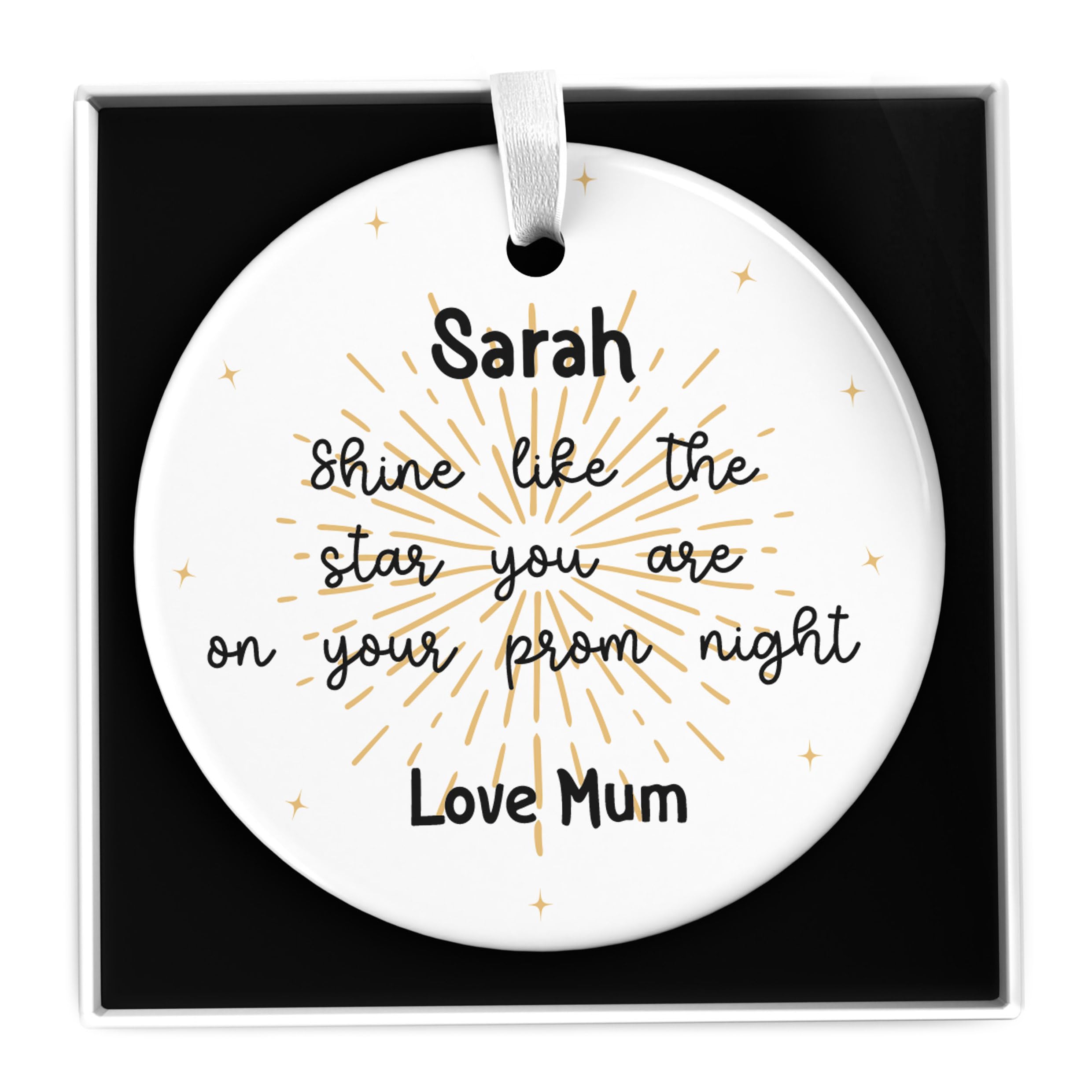 Beecreative Personalised Prom Gifts For Girls - Shine Like The Star You Are - Prom Gifts For Daughter, Her, Friend - Ceramic Heart Or Circle With Gift Box