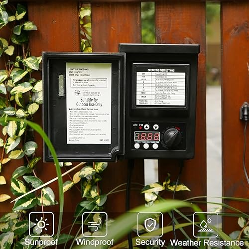 Miniatura 4 de Transformador de bajo voltaje 120 vatios Malibu salida transformador exterior 12V CA para iluminación de paisaje e iluminación exterior negro