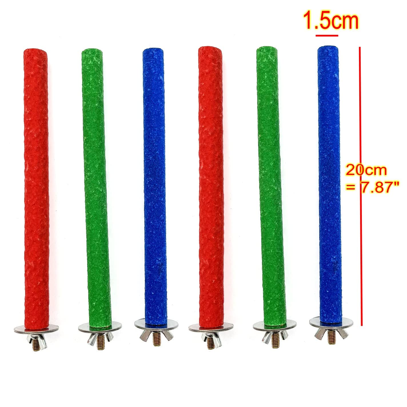 JZK 6pz 1.5 cm x 20 cm long perchoirs pour petits oiseaux pour perruches canaries, petit perroquet coloré pour cage à oiseaux, bâtons support bois pour perroquet