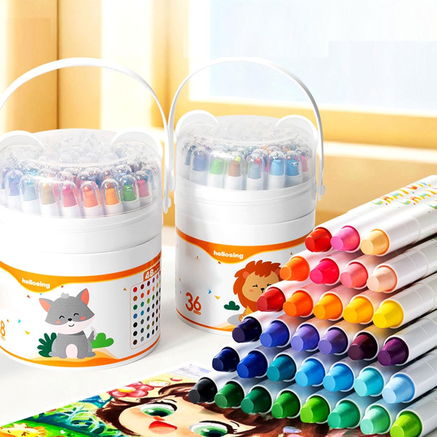 Pack of Washable Smooth Crayon Set for Safe Childrens Drawing Tool Art Supplies Design with Colorful Color Washable Crayon