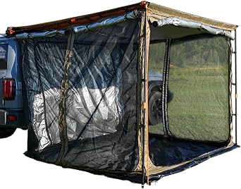 Car Awning and Tent, Vehicle Awning Room, SUV Awning Sun Shelter with Mosquito Net, with Removable Floor, Easy Setup, for Outdoor Camping Car TravelSmall