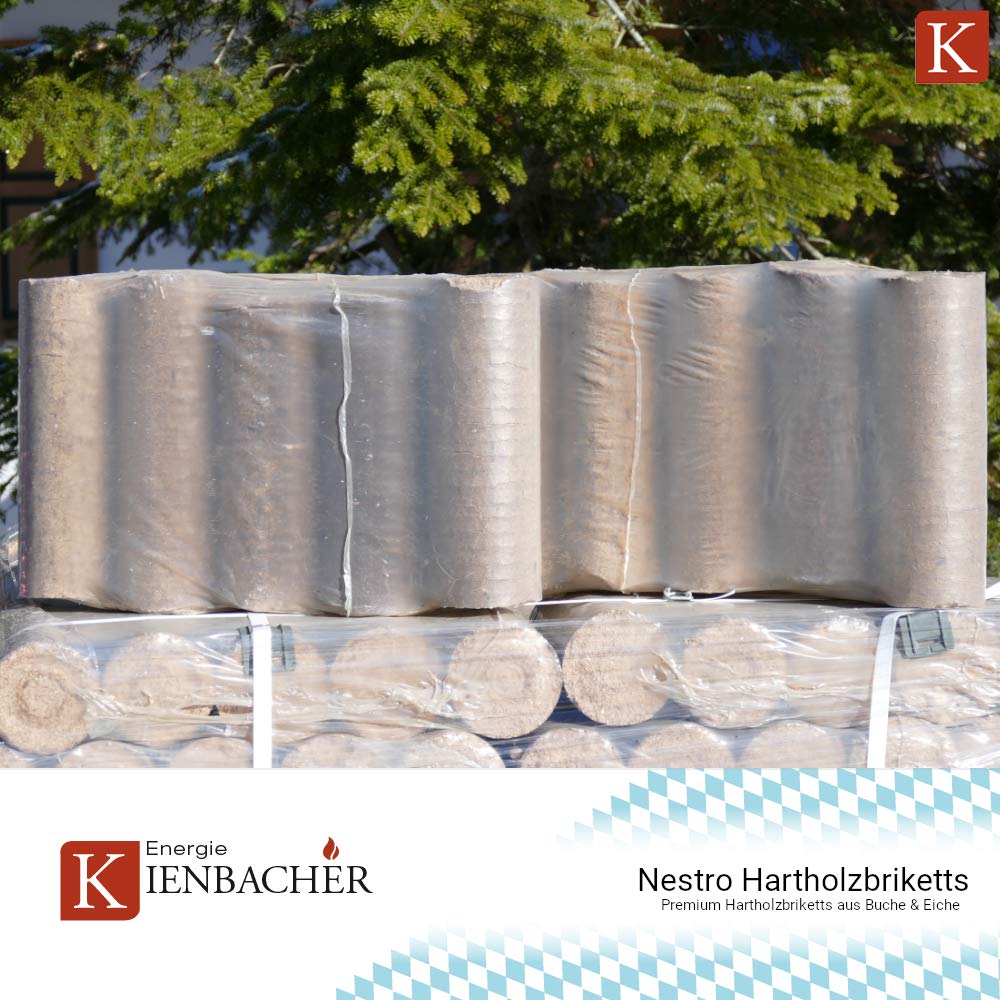 960kg Palette Holzbriketts Nestro Hartholz Briketts Rund Kamin Ofen Brikett Heizbriketts Buche und/oder Eiche Kohle ersetzt ca. 5Ster Brennholz (ENERGIE KIENBACHER BRENNHOLZ, BRIKETTS & CO.)
