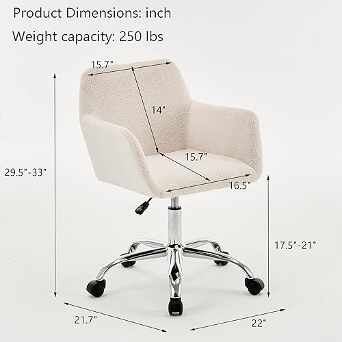 Miniatura 2 de Goujxcy Silla de oficina peluda, silla de escritorio giratoria de piel sintética, silla de oficina en casa de piel sintética, silla tapizada de