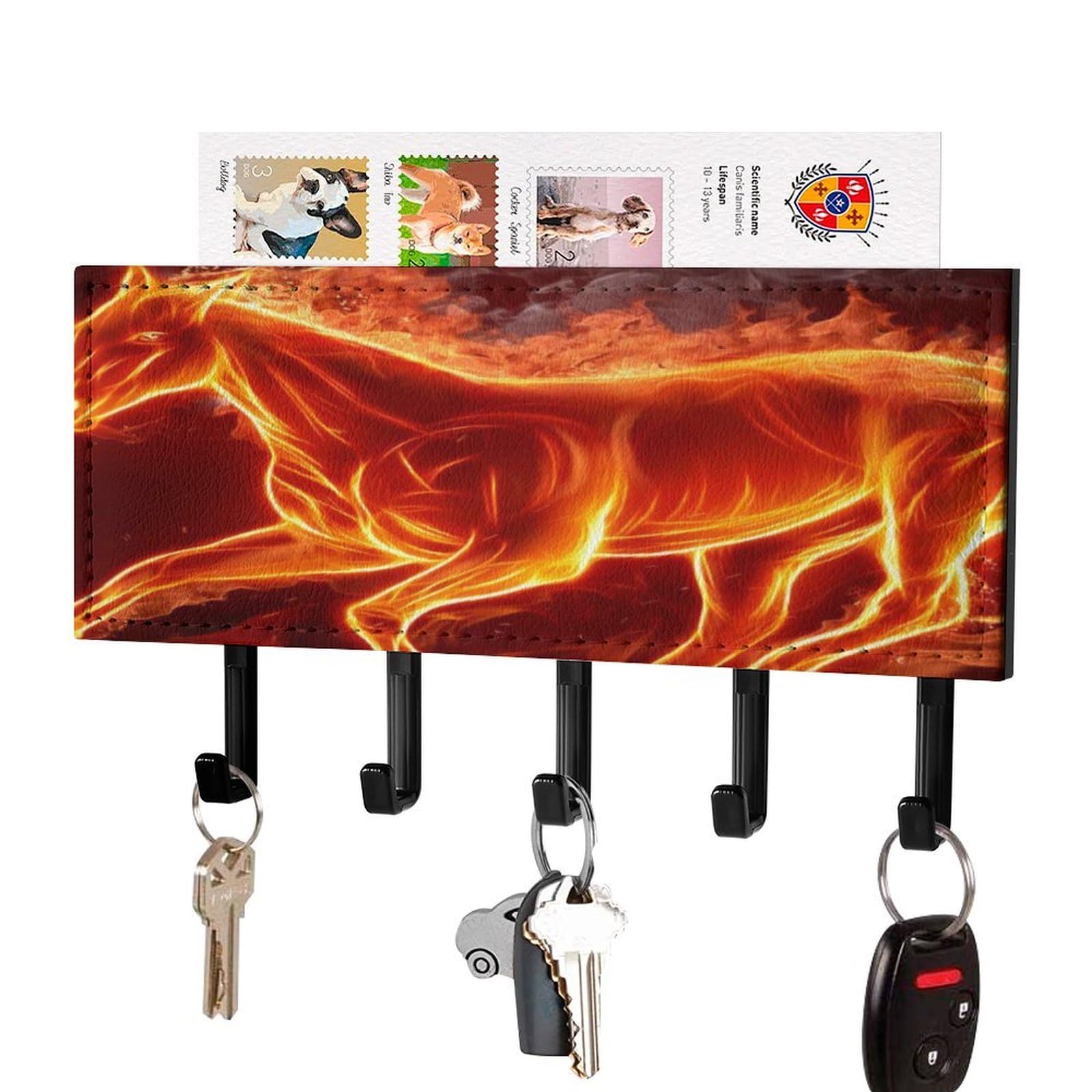 NCLQVJXZKHW Fire Horse Key Holder with 5 Hooks Key Hooks Wall Mounted Key Racks Key Hanger Organiser Shelf