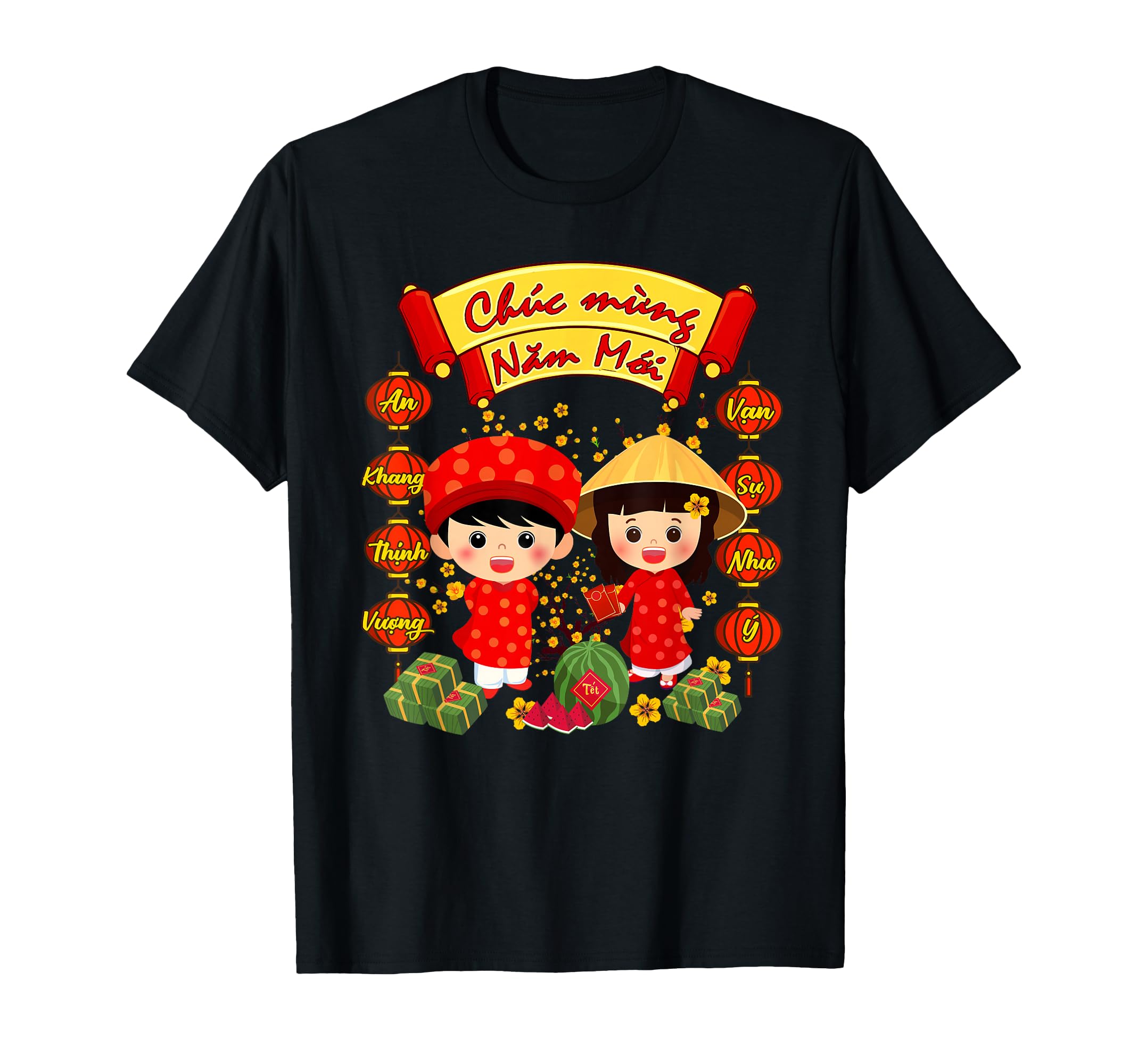Chuc Mung NAM Moi Boy Girl Ao Dai Vietnamese TET Li Xi Me T-Shirt