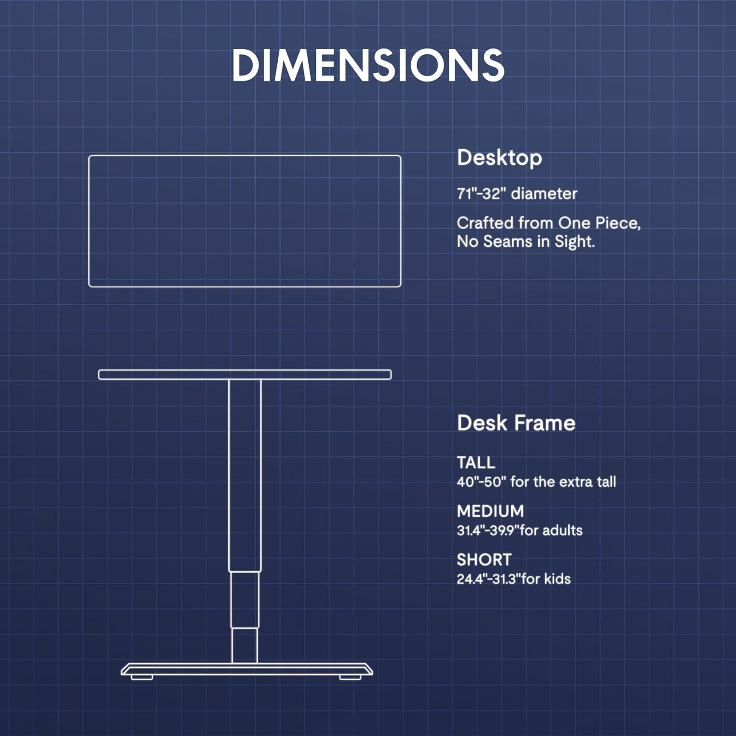 Technical drawing showing the dimensions of the FLEXISPOT CyberX desk, including desktop size 71