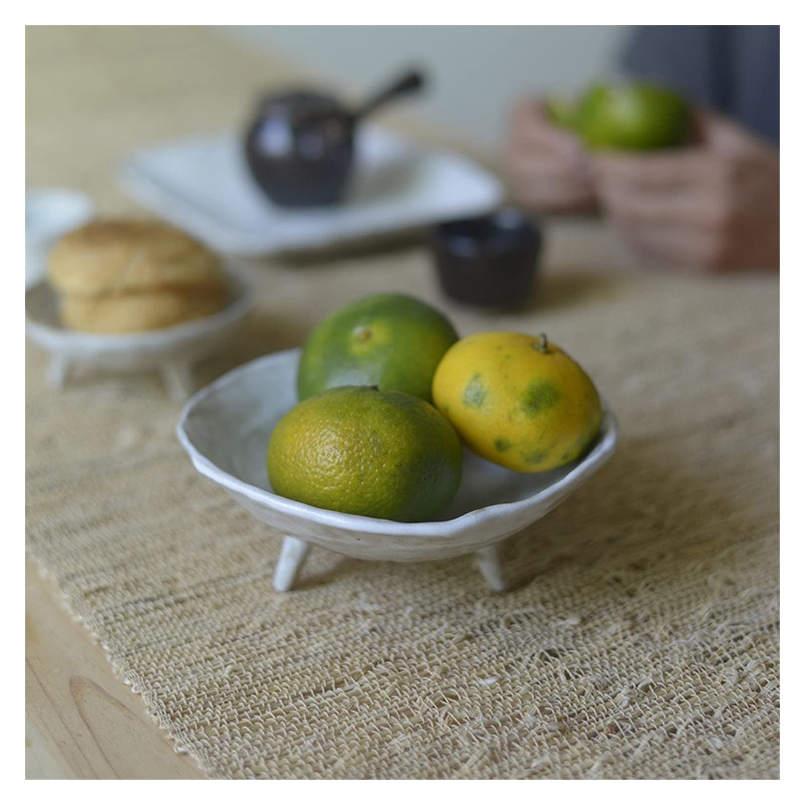 Keramik-Soßenschälchen Ceramic Fruit Snack Dessert Dinner Plate Black And White(Svart)