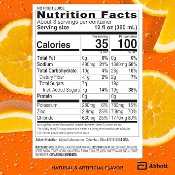 Pedialyte AdvancedCare Plus Electrolyte Hydration Drink, Has 33% More Electrolytes and Has PreActiv Prebiotics, Orange Breeze, 1 Liter, Pack of 4
