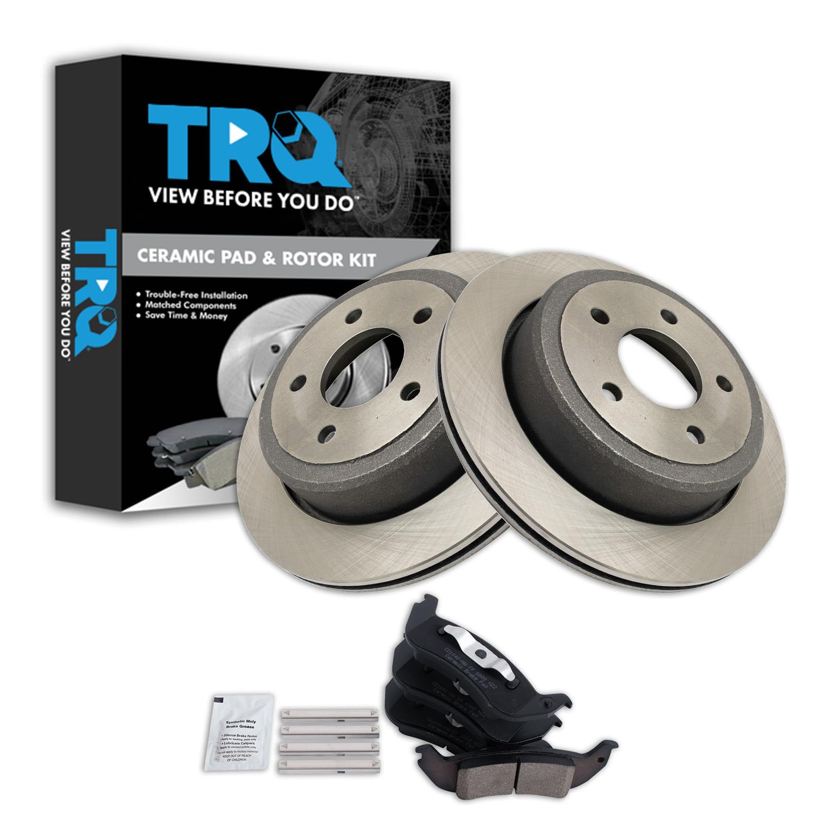 TRQ Rear Brake Pad and Rotor Set Ceramic Compatible with 2010-2011 Ford Ranger