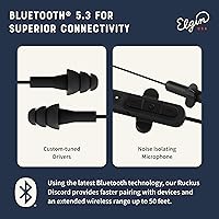 Vista 6 de Elgin Ruckus - Auriculares Tapones Inalámbricos Bluetooth, Reducción de Ruido de 25 dB, Auriculares Tapones, Micrófono con Cancelación de Ruido