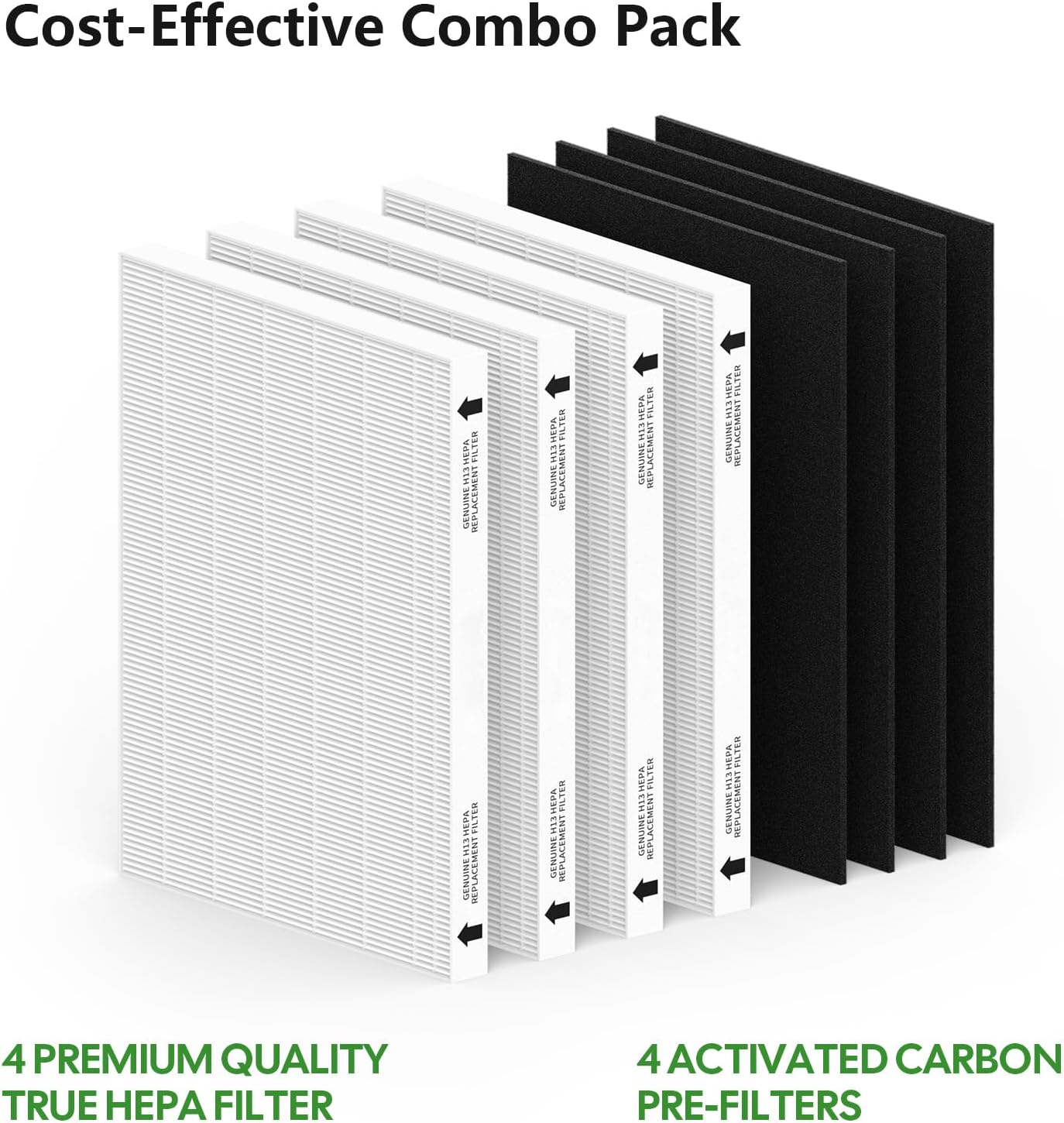 4 Pack Air Filter Replacement for Fellowes AeraMax 290/300/DX95 Purifiers and HF-300/AP-300PH, Fits Part# 9287201 & 9324201, 4 Filter and 4 Carbon Filter - Image 3