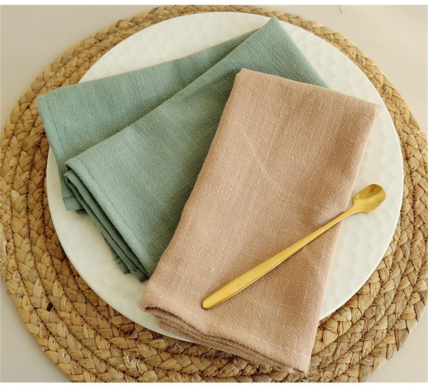 6er Set Stoffservietten Leinenservietten Baumwolle 100% Natur Leinen Tischdekoration Küche Esstisch Abendessen Cafe Restaurant 40*40CM Familienessen Hochzeiten Cocktail Startseite Weihnachten(Beige)