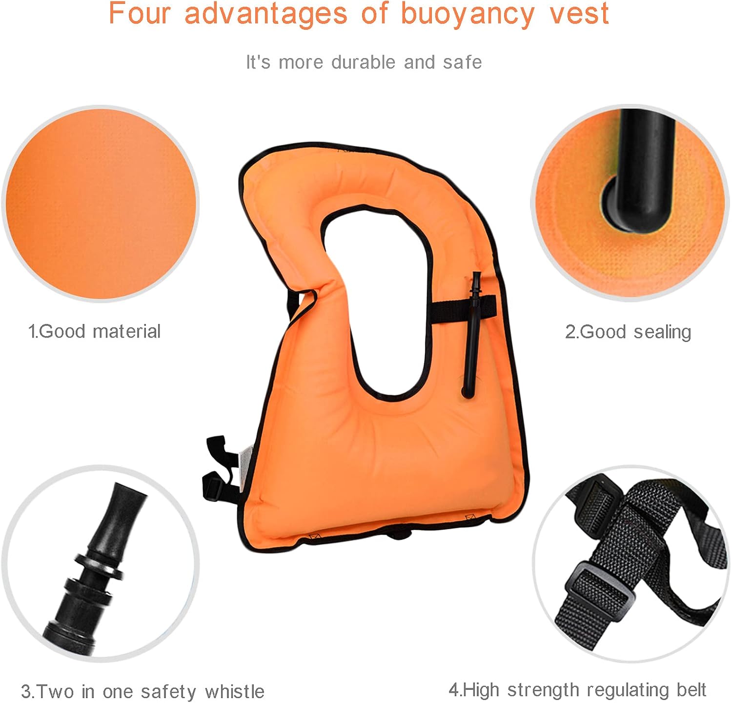 DOSURBAN Inflatable Snorkel Vest for Adults, Adjustable Light Snorkeling Jackets Safety Vests for Diving, Snorkeling, Swimming, Surfing (Up to 200 lbs Loading) : Sports & Outdoors