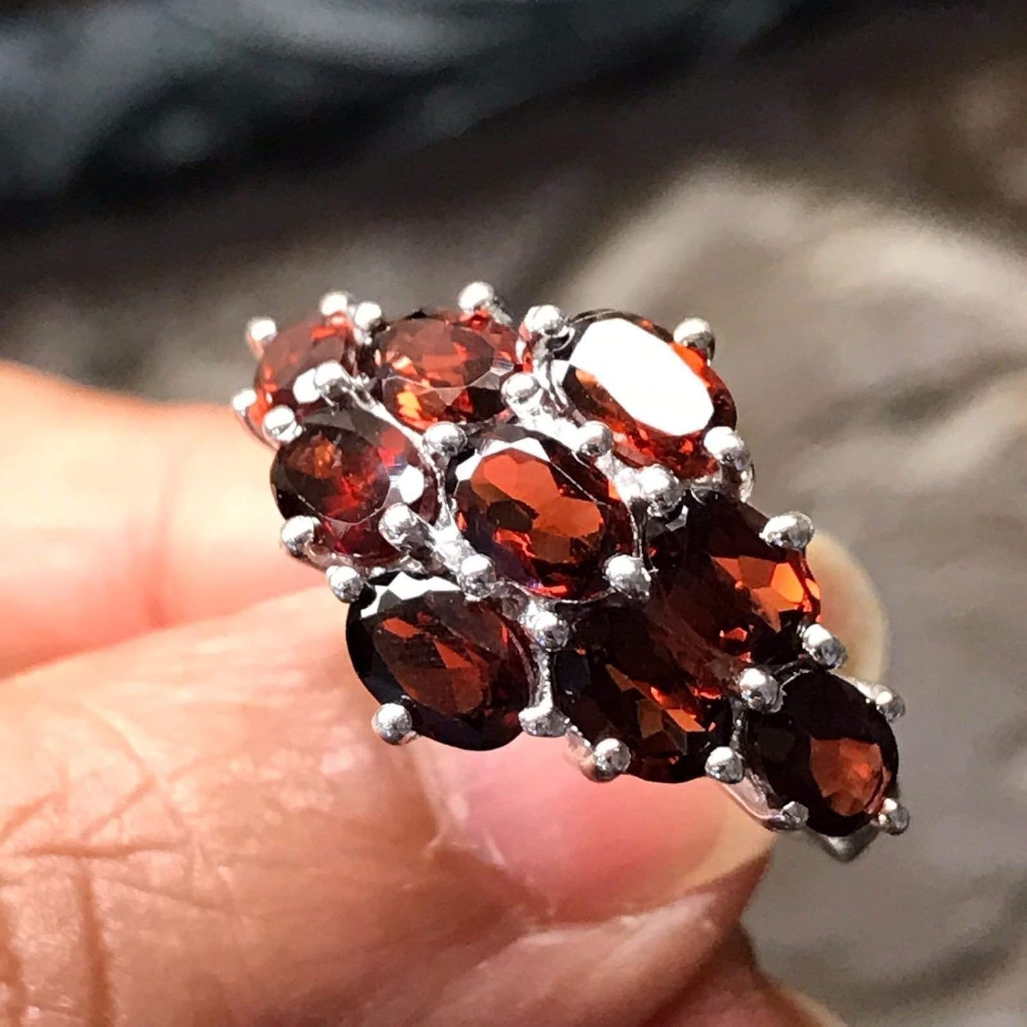 Natural 9ct Pyrope Garnet 925 Solid Sterling Silver Ring Size 5.75, 6, 6.25, 7, 8, 8.75, 9 - Image 2