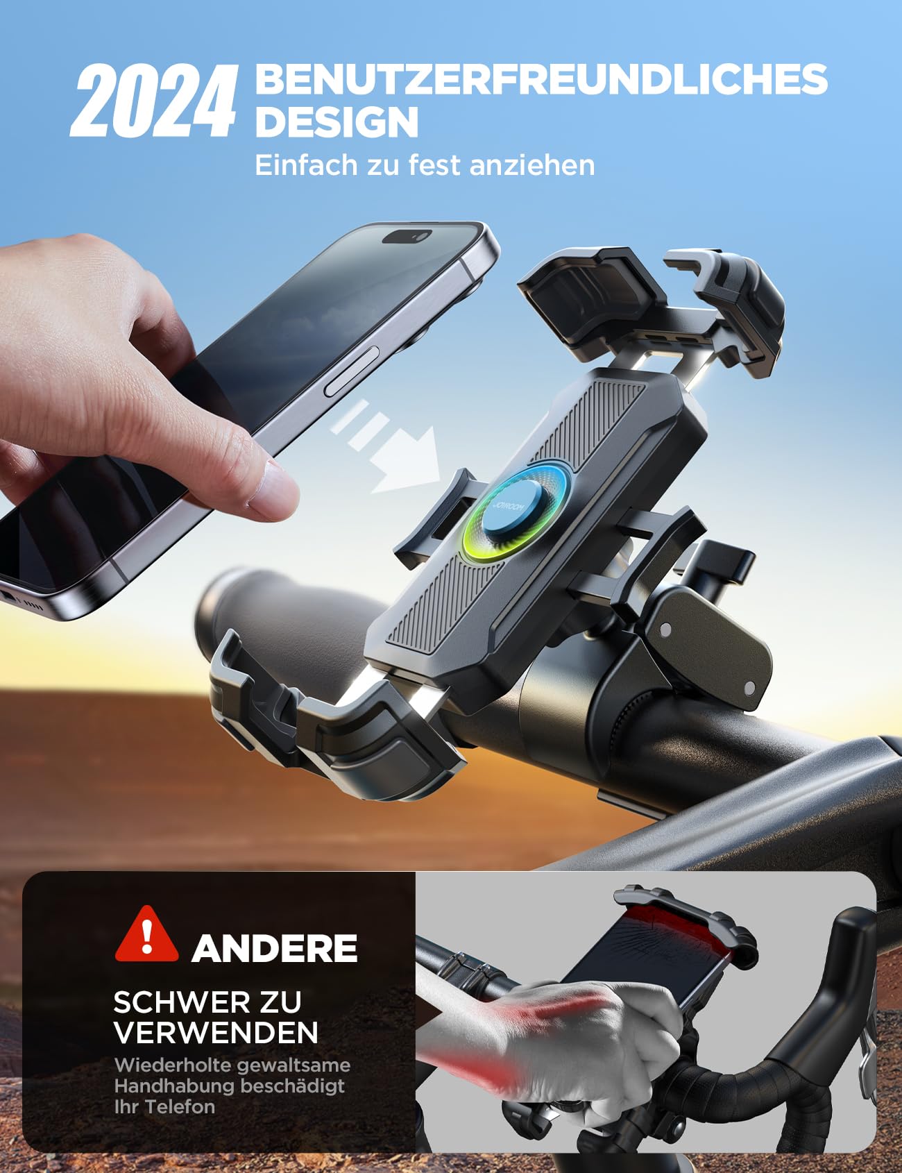 JOYROOM Handyhalterung Motorrad Metall Handyhalter Fahrrad Lenker Halter
