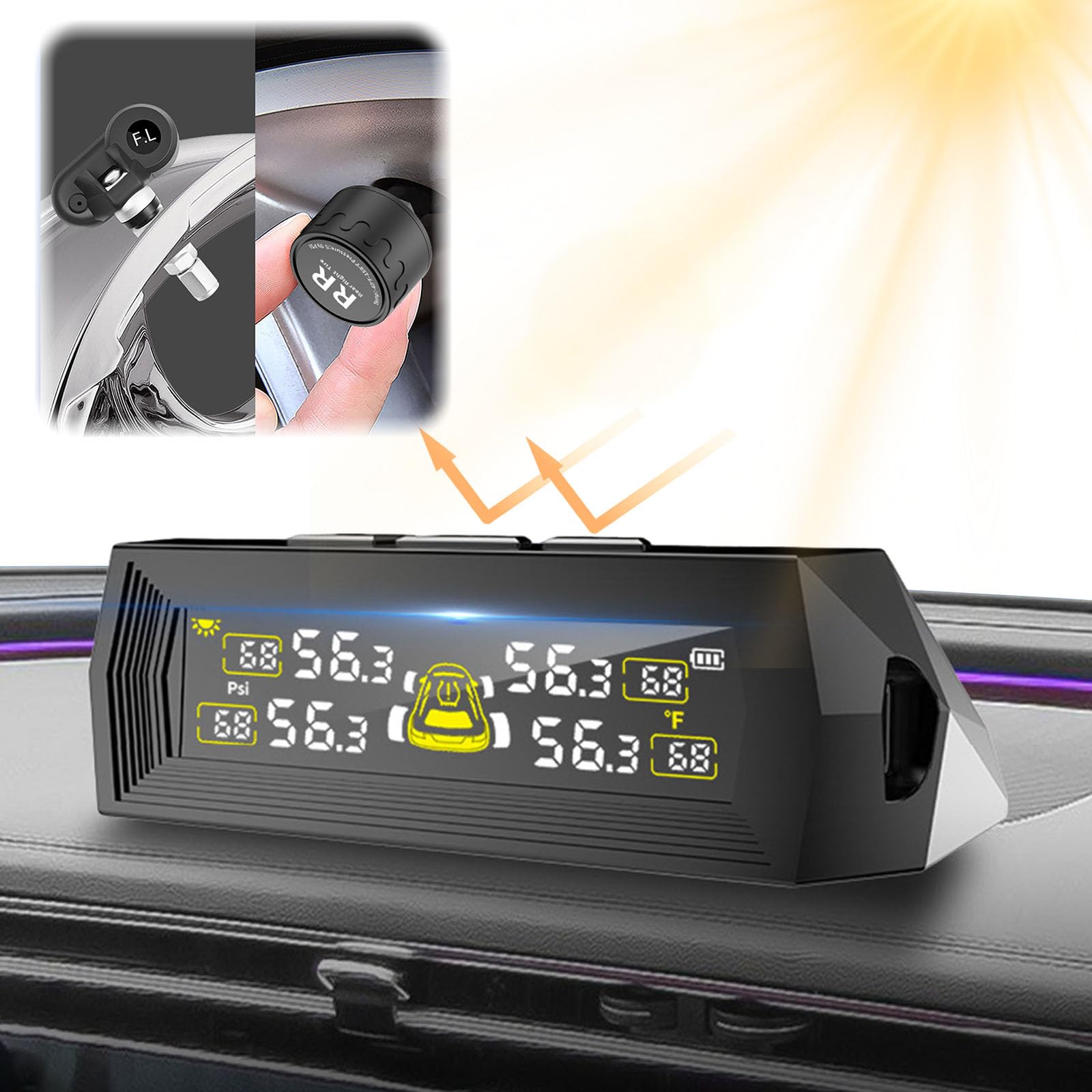 System monitorowania ciśnienia w oponach do kampera, solarny i USB, podwójna moc, system monitorowania prasy do opon w czasie rzeczywistym, 4 czujniki zewnętrzne, kolorowy monitor LCD do SUV-a, Mpv