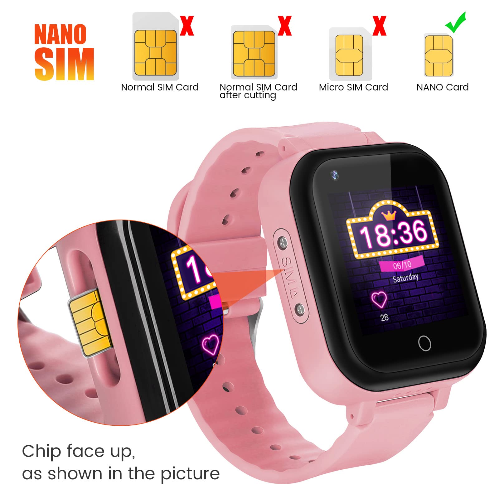 ele ELEOPTION 4G Kids Smart Watches, IP67 Waterproof Watch