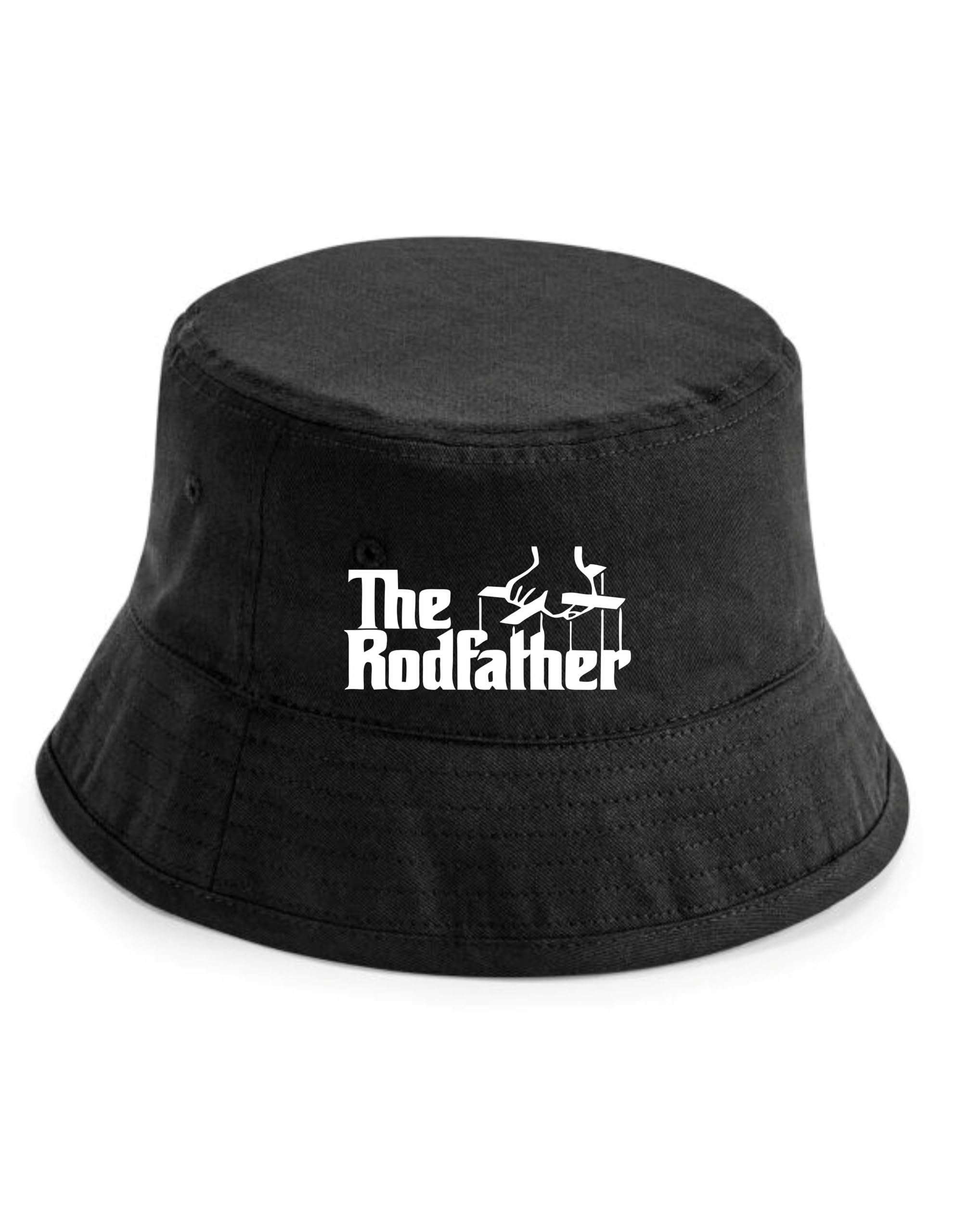 Print4u Unisex Black The Rodfather Bucket Hat Fishing Anglers Gift For Men Lxl