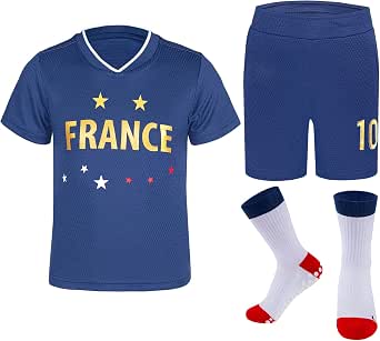Unisex Kids Soccer Jersey Set Boys and Girls Soccer Shirts and Shorts with Socks (Ages 1-14)