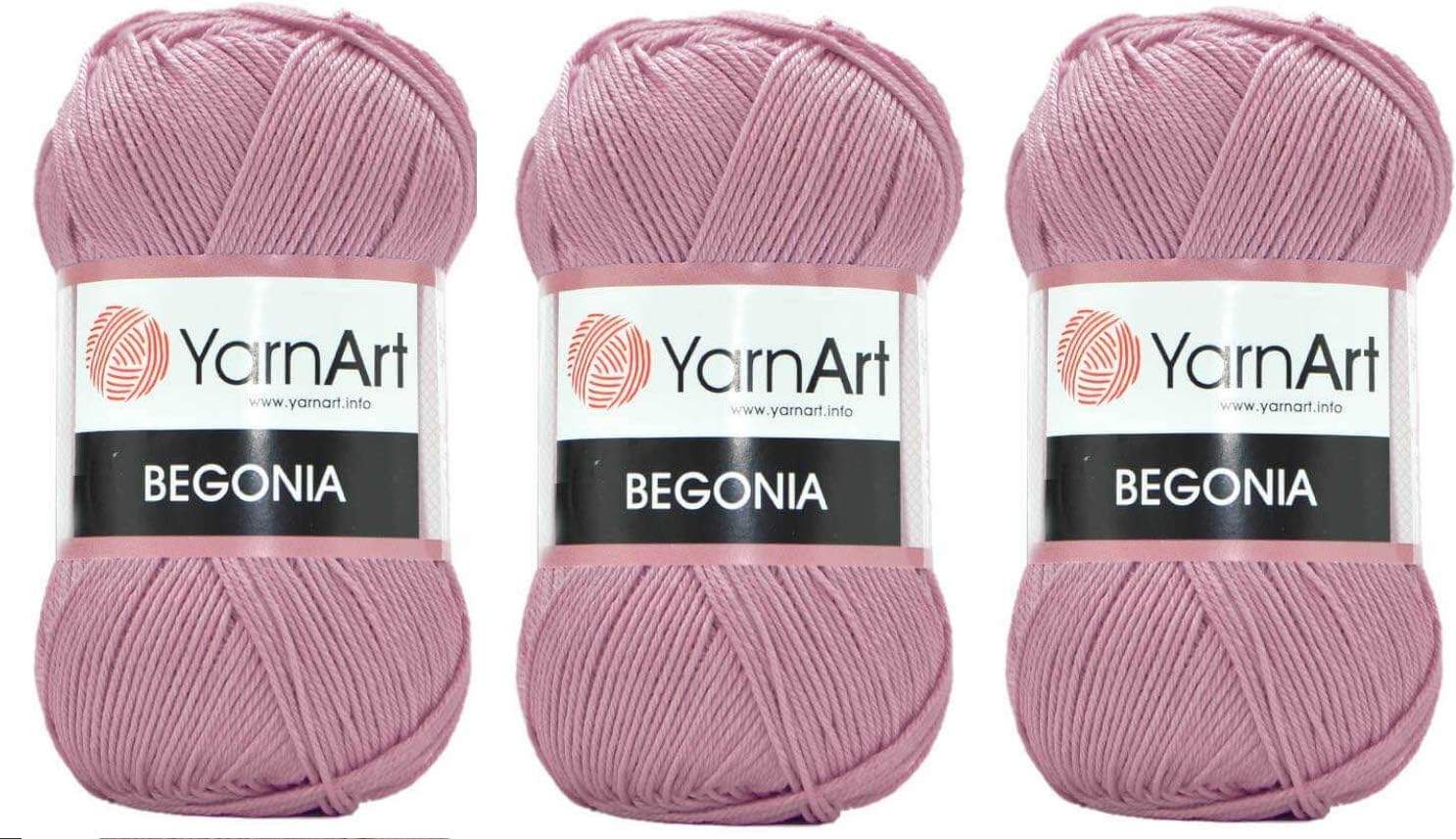 Yarn Art Begonia 100 Percent Mercerized Cotton, Lot of 3 Skein, Each 1.76 Oz (50g) / 185 Yrds (169m), Fine Sport: 2 (4931)