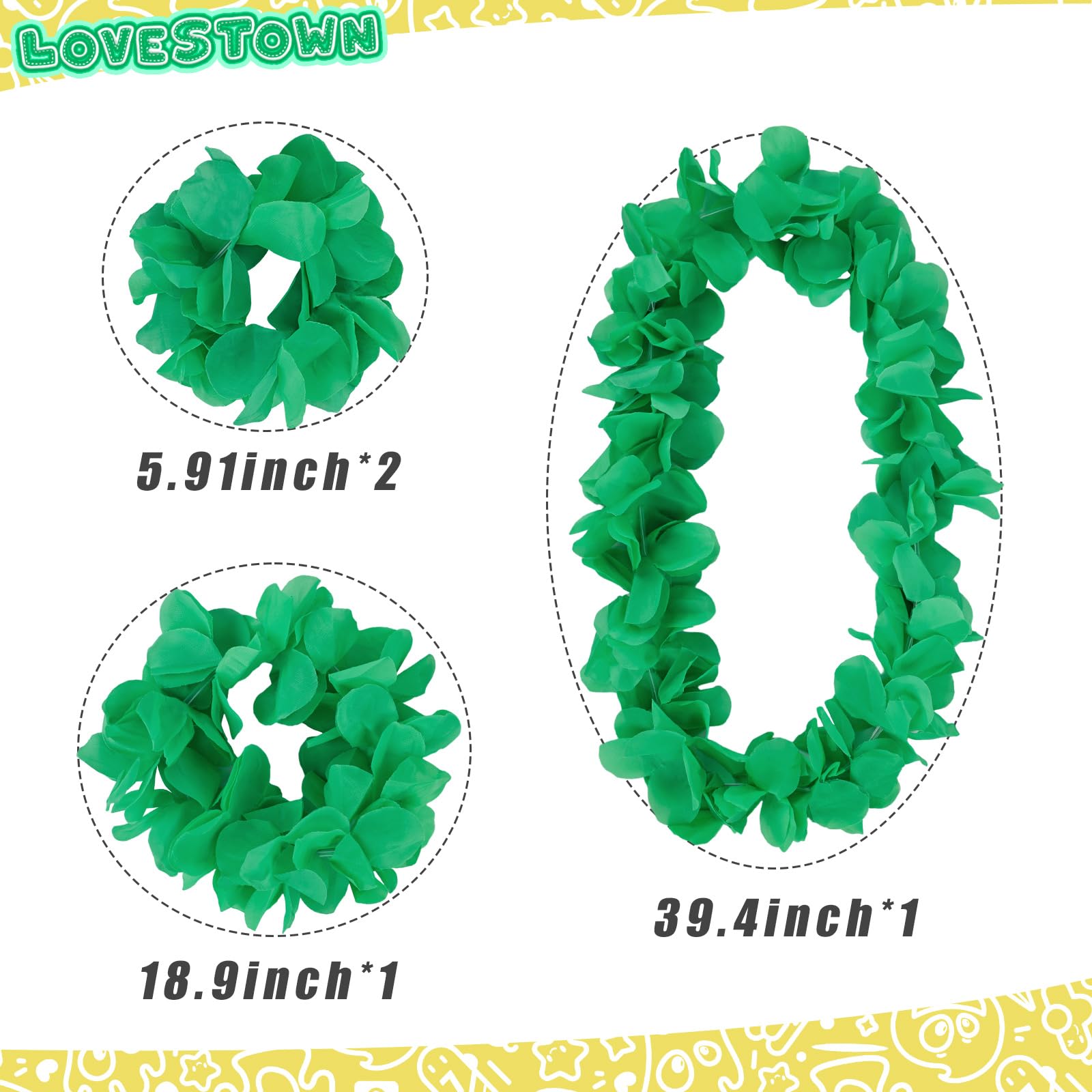 Hawaiianisches Lei-Set – Blumen-Stirnbänder, Halsketten & Armbänder | Für Strandparty, Urlaub & Karneval | 24-teilig