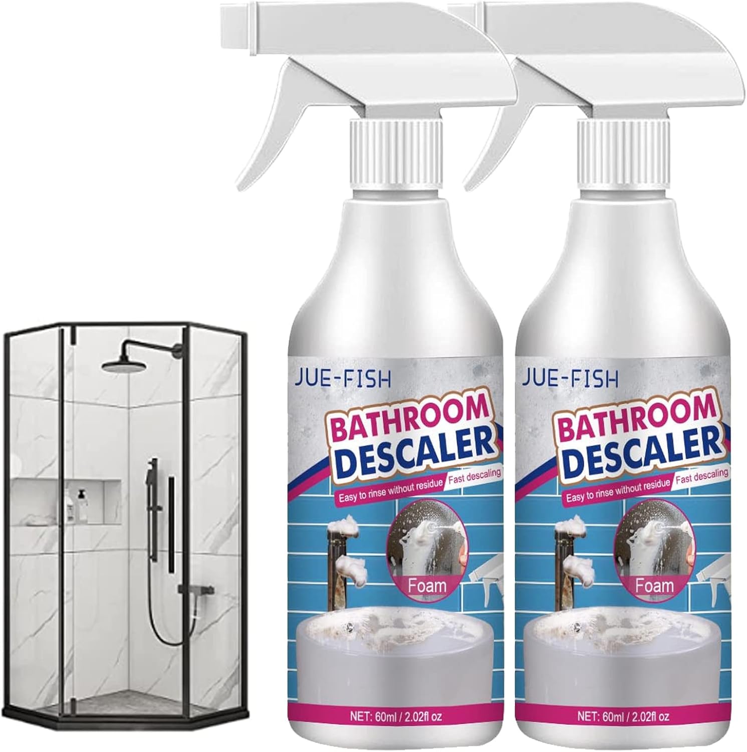 COTTNY Bathroom Descaler Spray, 60ml, Stubborn Stains Cleaner, Shower ...