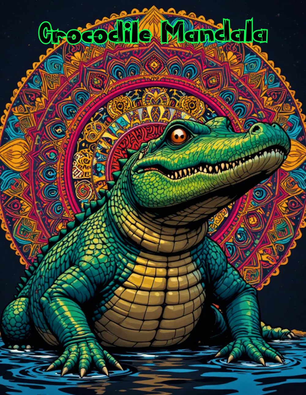 Aquatic Reptiles in Mandala: Detailed Crocodile Coloring Book for Adults Seeking Calm