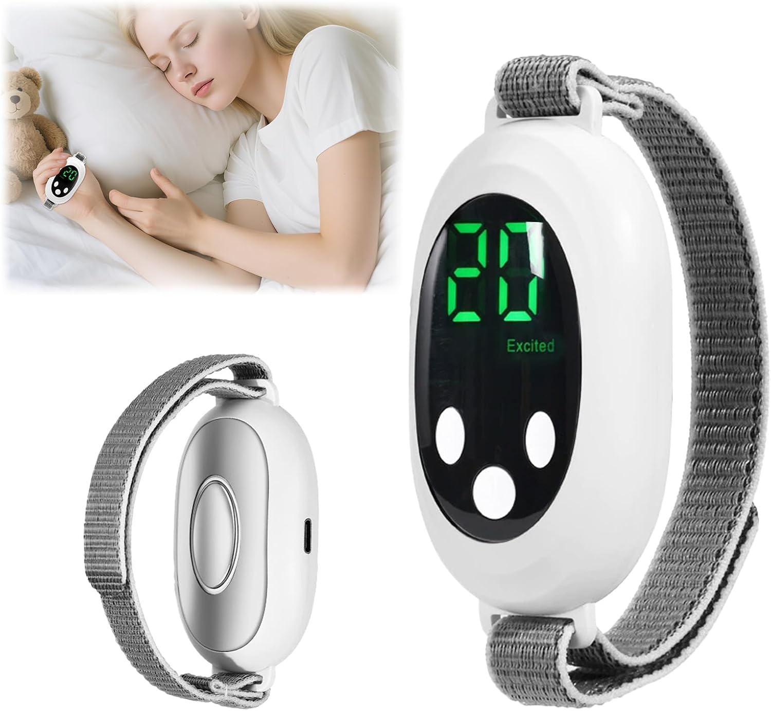 Handheld Sleep Aid Device, Portable Anxiety Insomnia Relief Device Improve Sleep, USB Rechargeable & 20 Intensity Levels, White