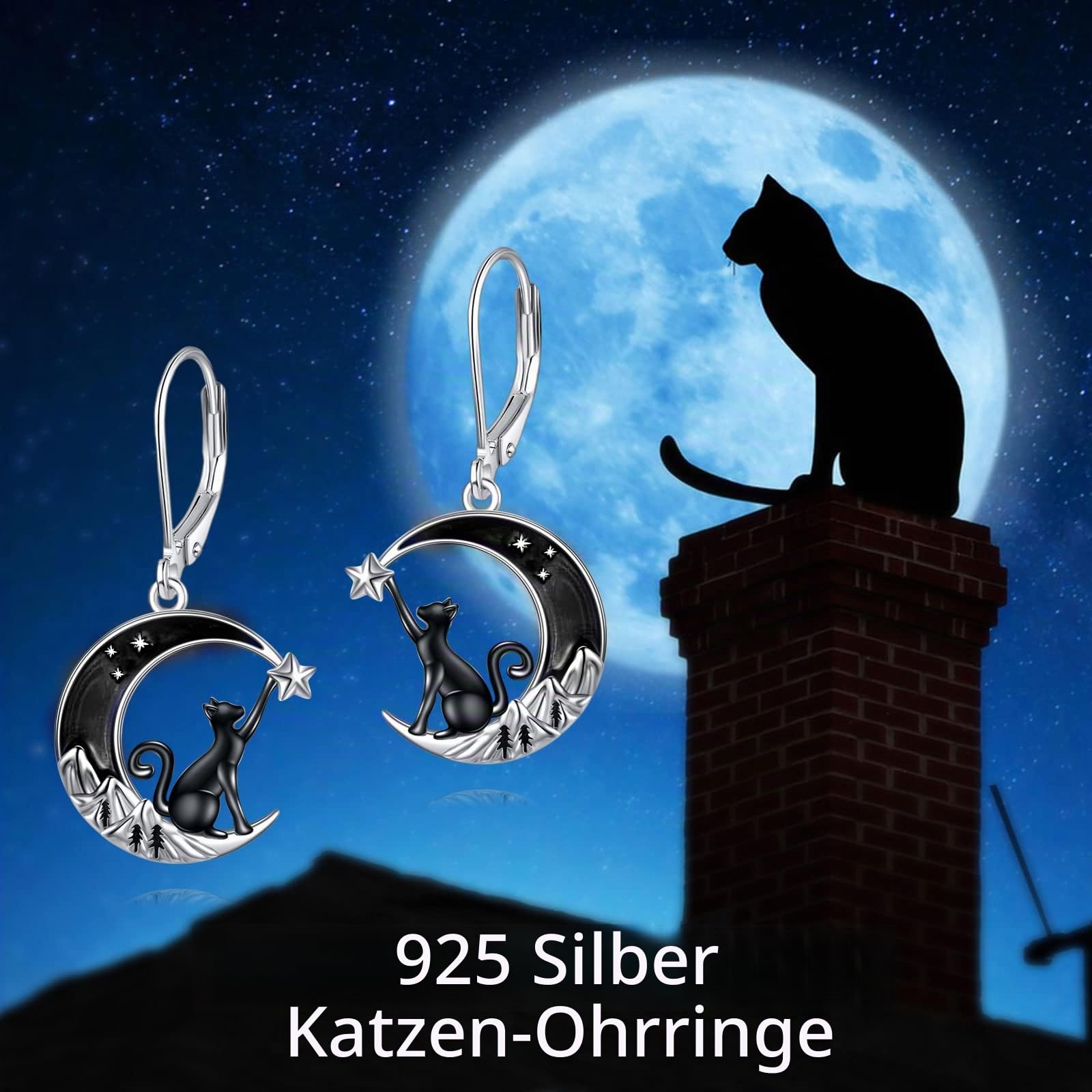 VONALA Keltisch Hängend Ohrringe Sterling Silber, Mond Ohrringe Schmuck Geschenke für Damen und Mädchen