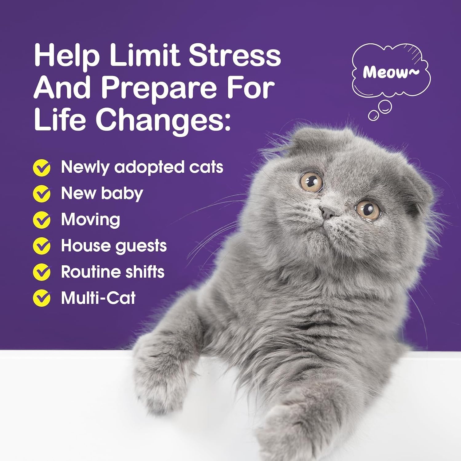 Cat Calming Diffuser Multicat Effective Solution to Stress & Aggression Suitable Cat pheromone Diffuser for Cats Refill Reduce Fighting Spraying and Scratching Calm Relaxing