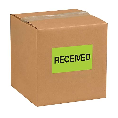 Miniatura 2 de Tape Logic Aviditi Tape Logic - Adhesivo adhesivo verde fluorescente "Received" de 3 x 5 pulgadas, para envío, manipulación, embalaje y mudanza (1