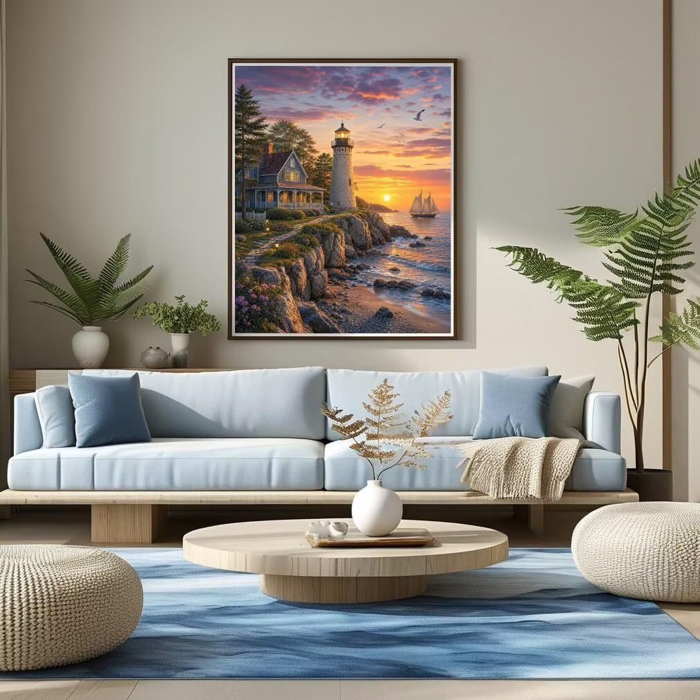 Diamond Painting Faro Kit, Manualidad Creativa y Relajante 100x130cm C8-116