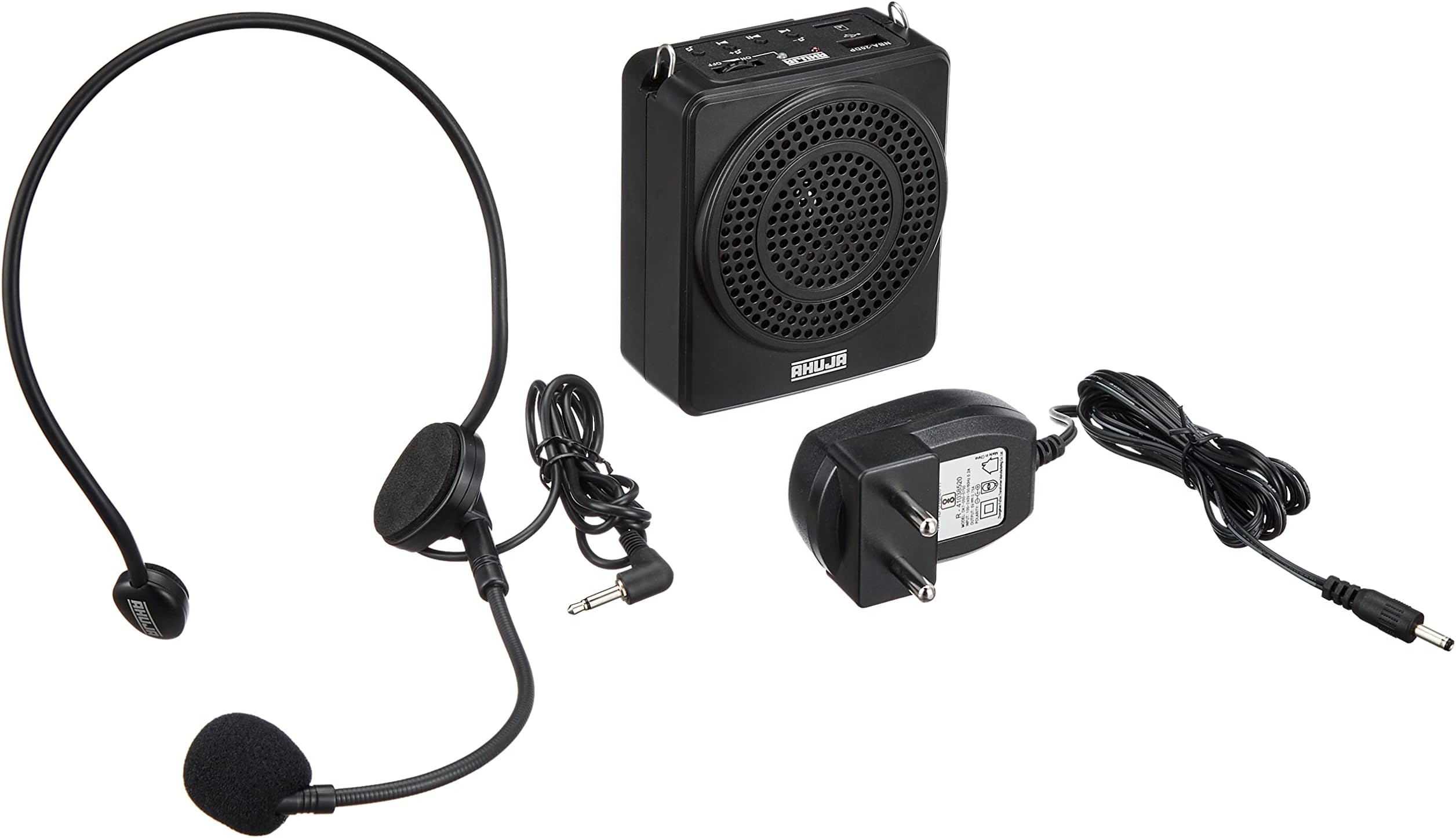 Portable PA Neckband System NBA-20Dp Rechargeable with 1 Neckband Mic with USB and SD Card Input, Black, 340gms