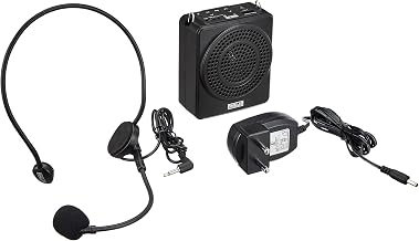Ahuja Portable PA Neckband System NBA-20Dp Rechargeable with 1 Neckband Mic with USB and SD Card Input, Black, 340gms