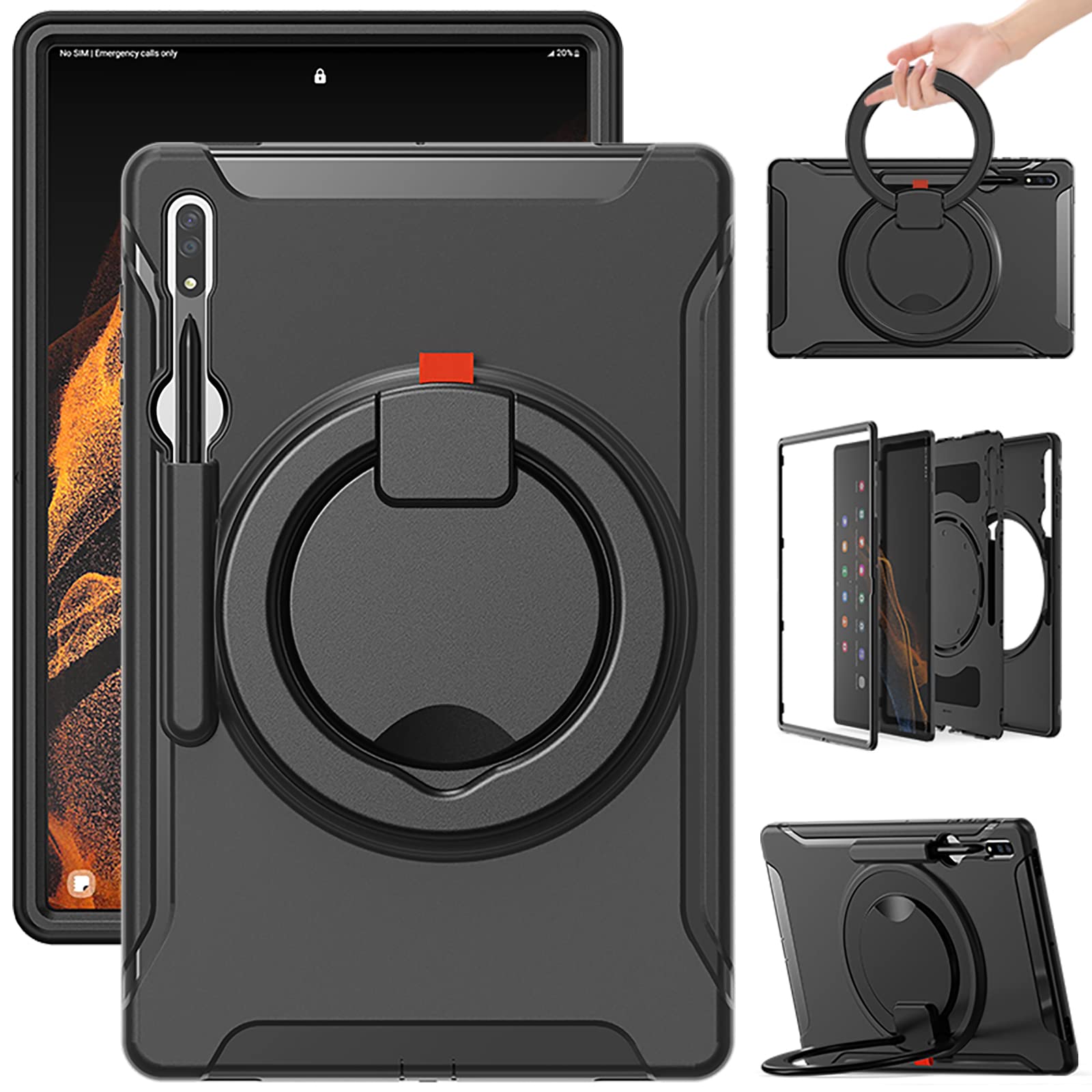 Anti-casse coque Galaxy Tab S8 Ultra 14.6 avec support rotatif pour securiser votre stylet - 8